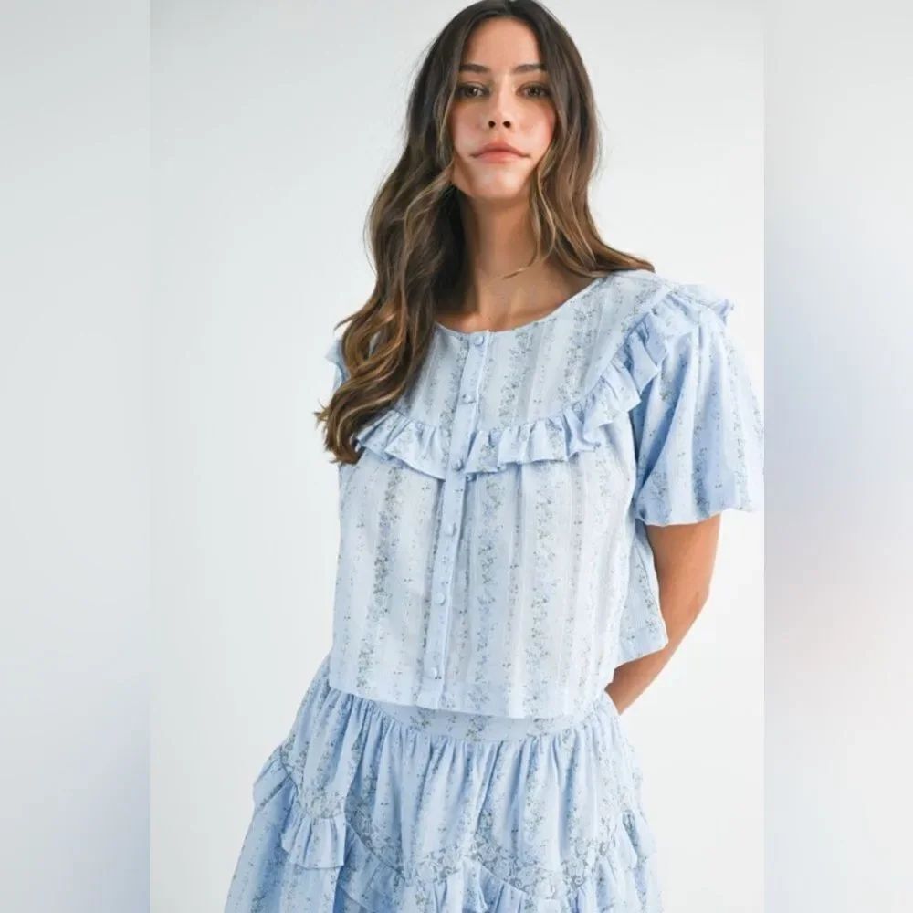 Light Blue Ruffled Two-Piece Set - Picture 10 of 16